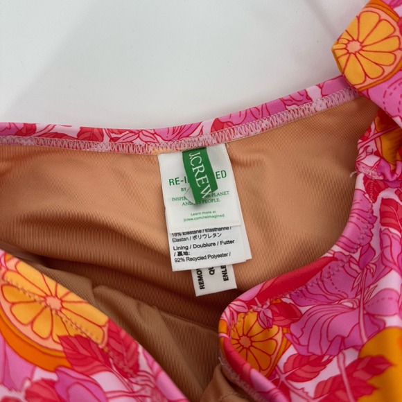 J Crew Women's 4 Bow One-Shoulder One-Piece Swimsuit in Pink Limone Floral Print - Picture 4 of 7